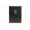 Папка А4 из кожи с эмблемой разрешительной ситстемы с объемным карманом и прижимным механизмом